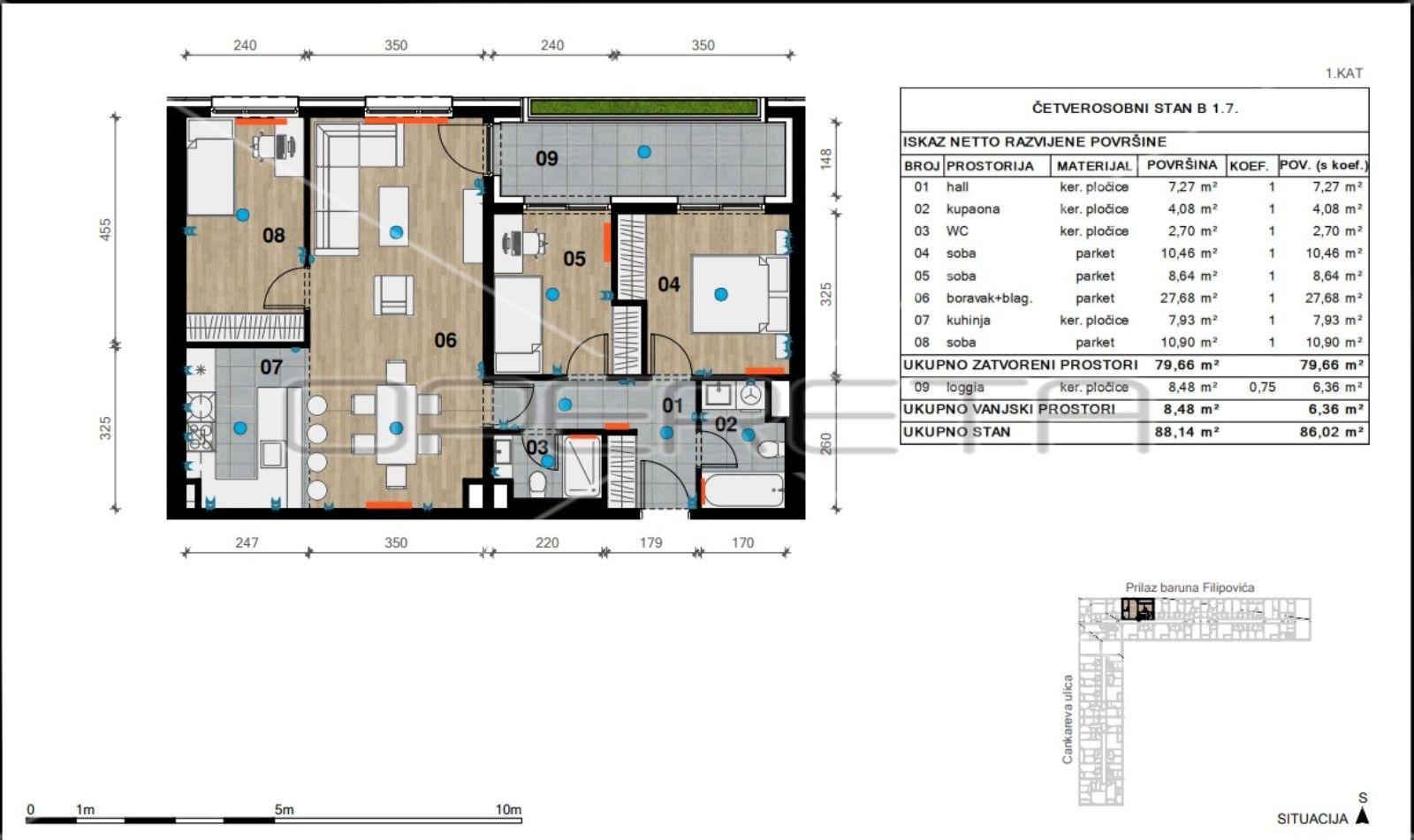 Stan - Prilaz baruna Filipovića, Črnomerec, Zagreb 86.02m2